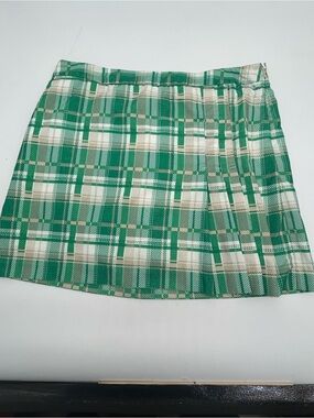 Izod Green Plaid Pleated Golf Skirt Size 10